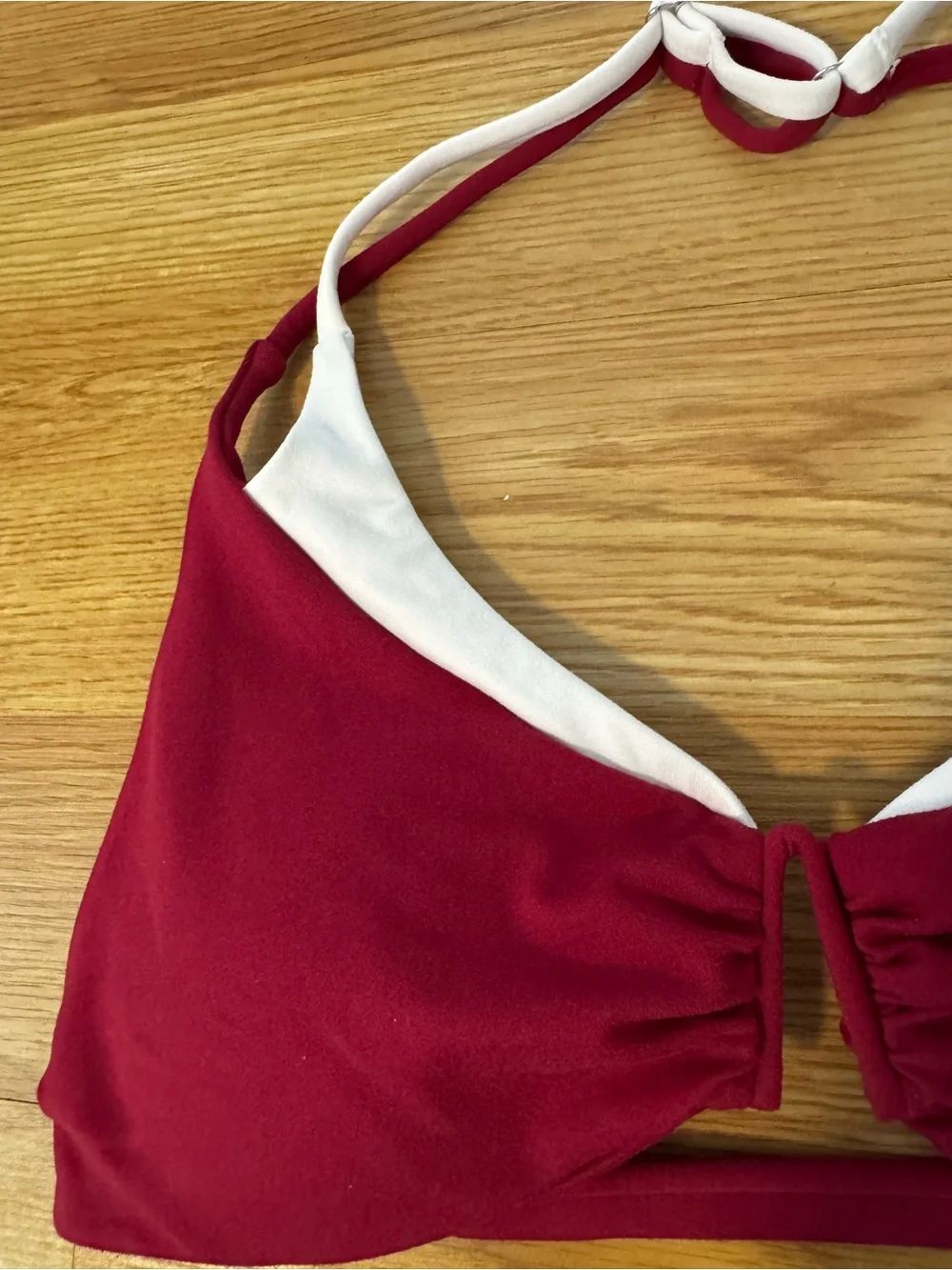 Bombshell Sportswear Maroon Halter Bra and Leggings Set - White Trim